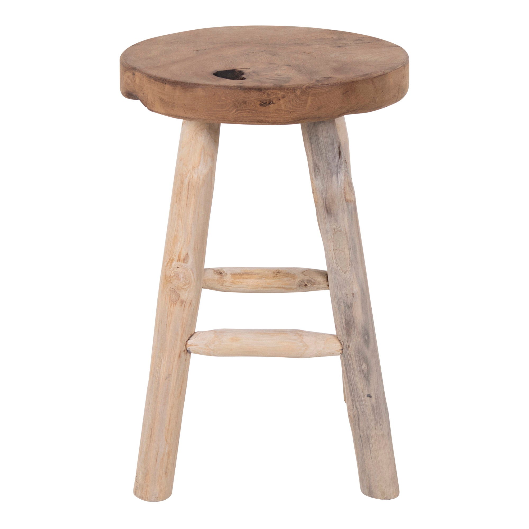 Badia Stool - Stool, teak, natural, 4 legs ø30x45 cm