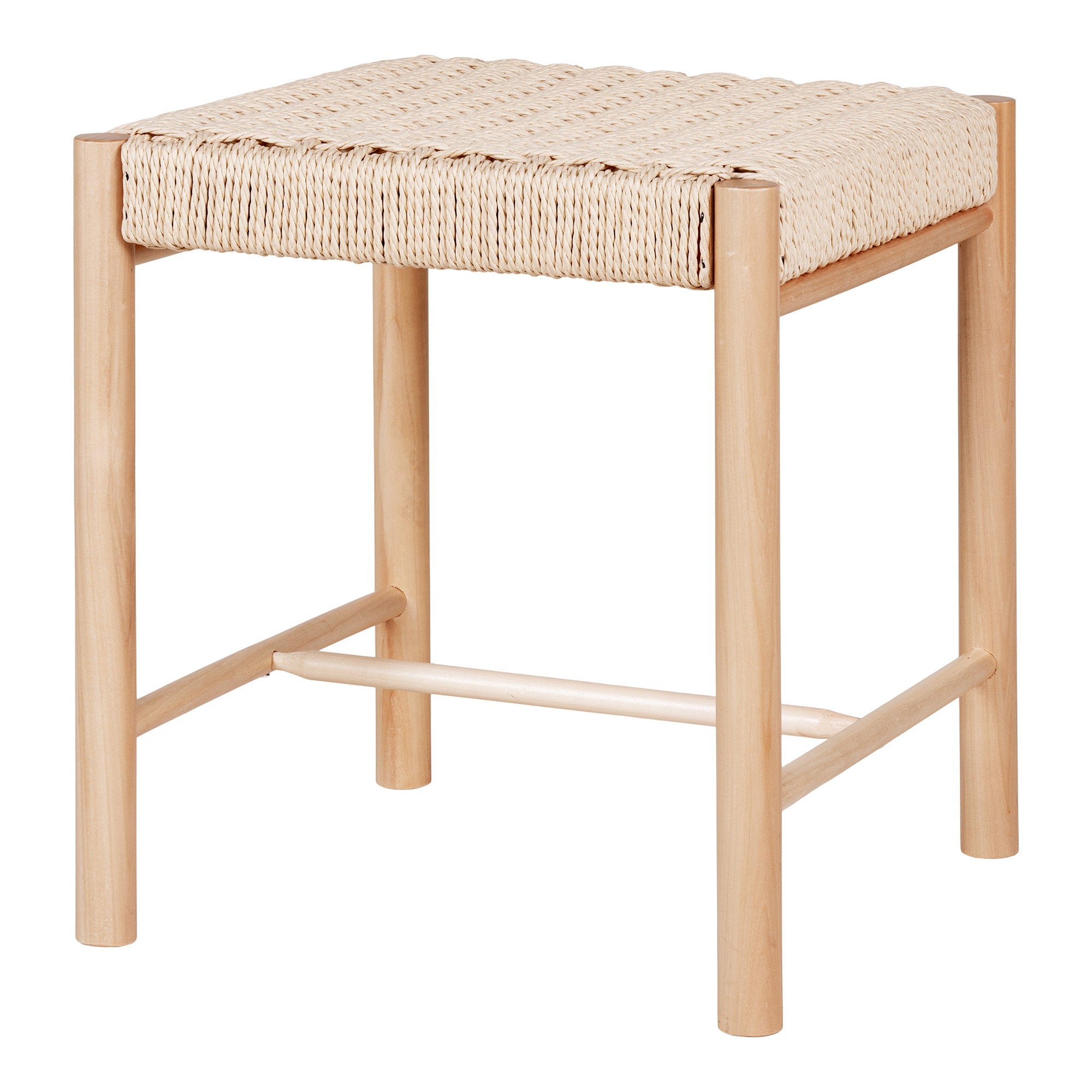 Abano Stool  - Stool with natural wicker seat, poplar wood, natural 42x42x46,5 cm