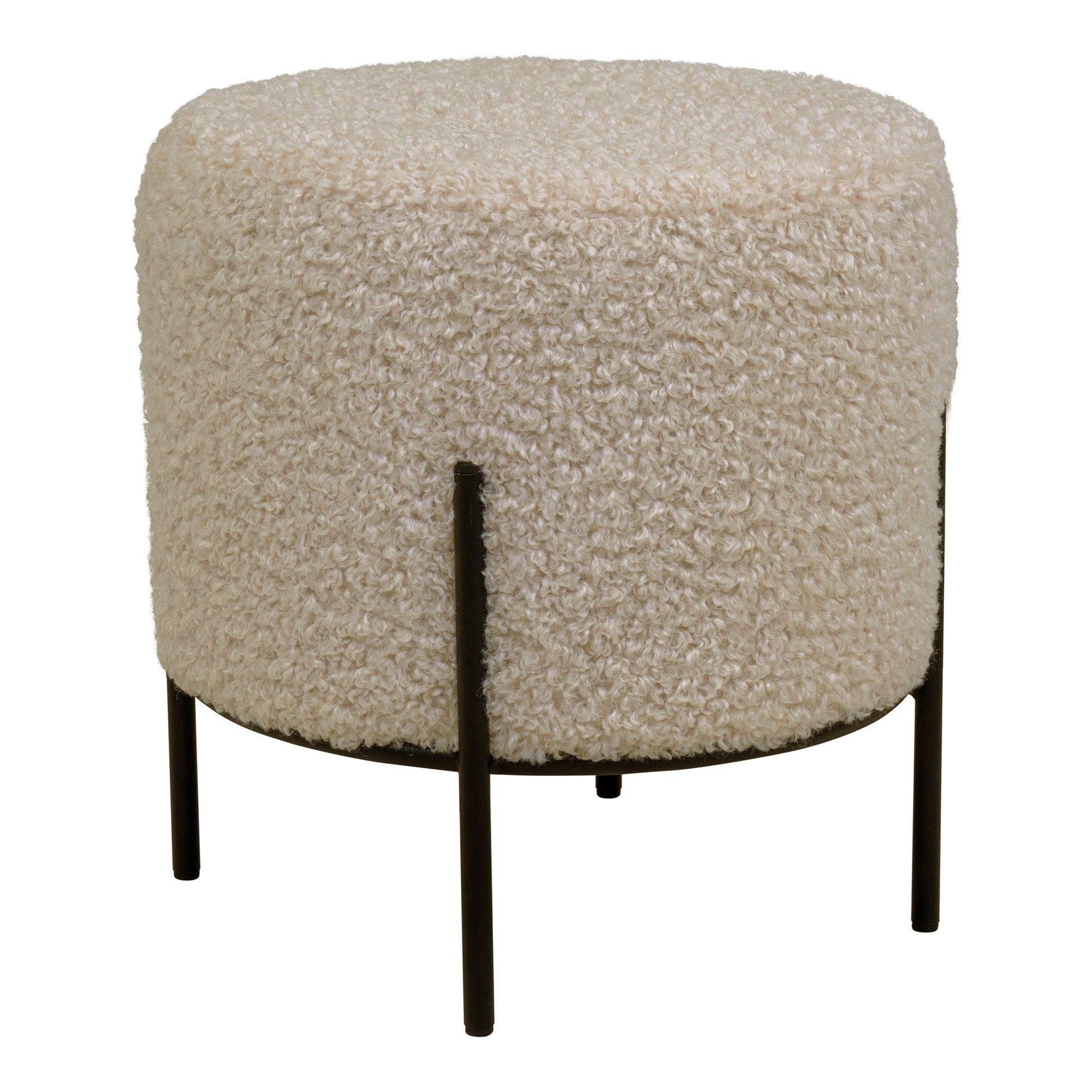 Alford Pouf - Pouf, teddy, grey-brown, black legs, 35,5x37 cm, HN1091
