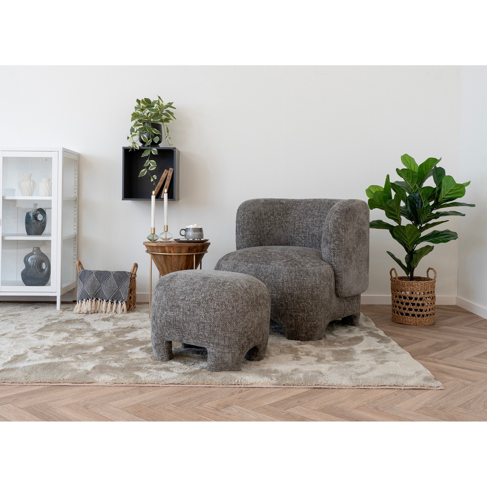 Nazare Pouf - Pouf, grey 53x41 cm, HN1280
