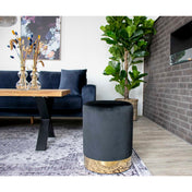 Gamby Pouf - Pouf, velvet, black, brass coloured base ø34x43 cm, HN1207