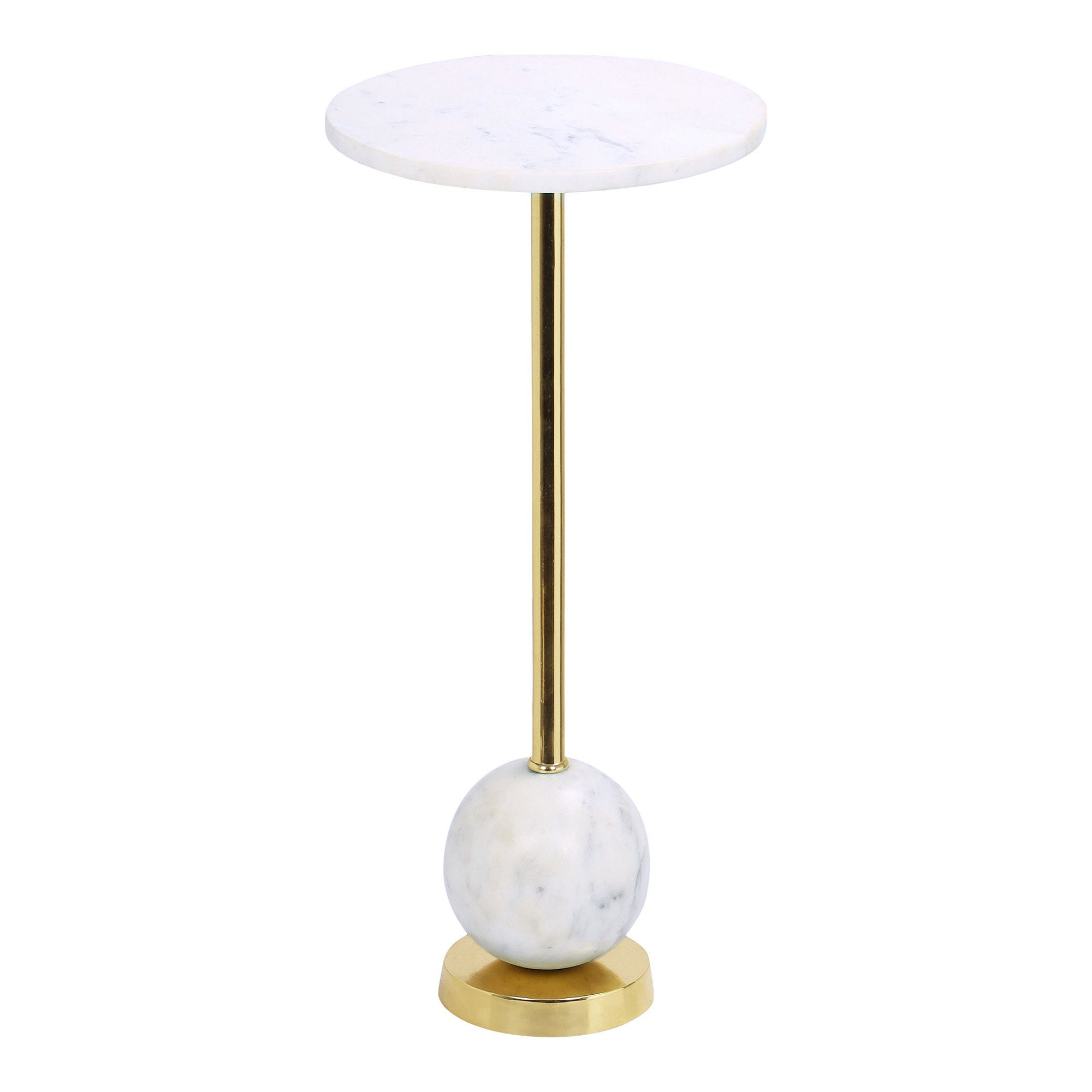Salo Side table - Side table in brass and marble ø25x54 cm