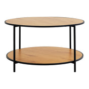 Vita Coffee table - Coffee table, oak look, black frame ø80x45 cm