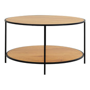 Vita Coffee table - Coffee table, oak look, black frame ø80x45 cm