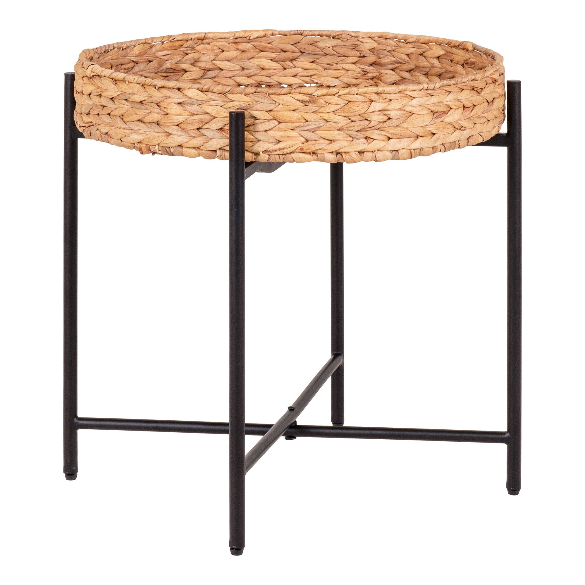 Naro Side table - Side table, metal and waterhyacinth ø50x48,5 cm