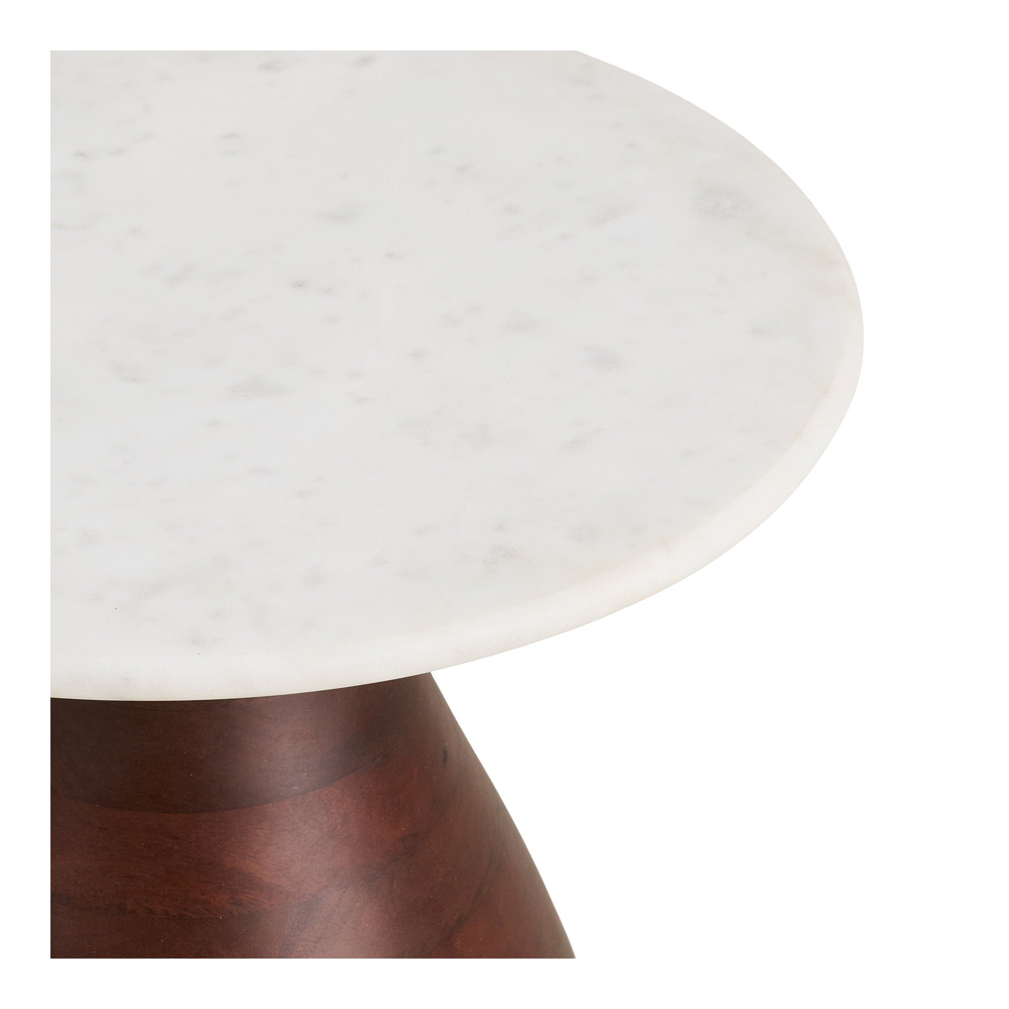 Heide Side Table - Side table, mango wood/marble, dark brown/white ø40x41 cm