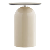 Ravello Side Table - Side table, tempered glass/metal, grey/beige  ø40x52 cm