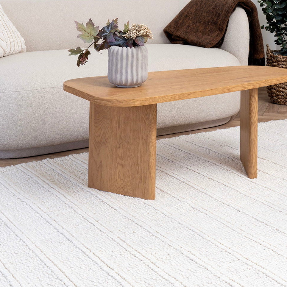 Sora 160x230cm handgewebter Wollteppich – Elfenbein