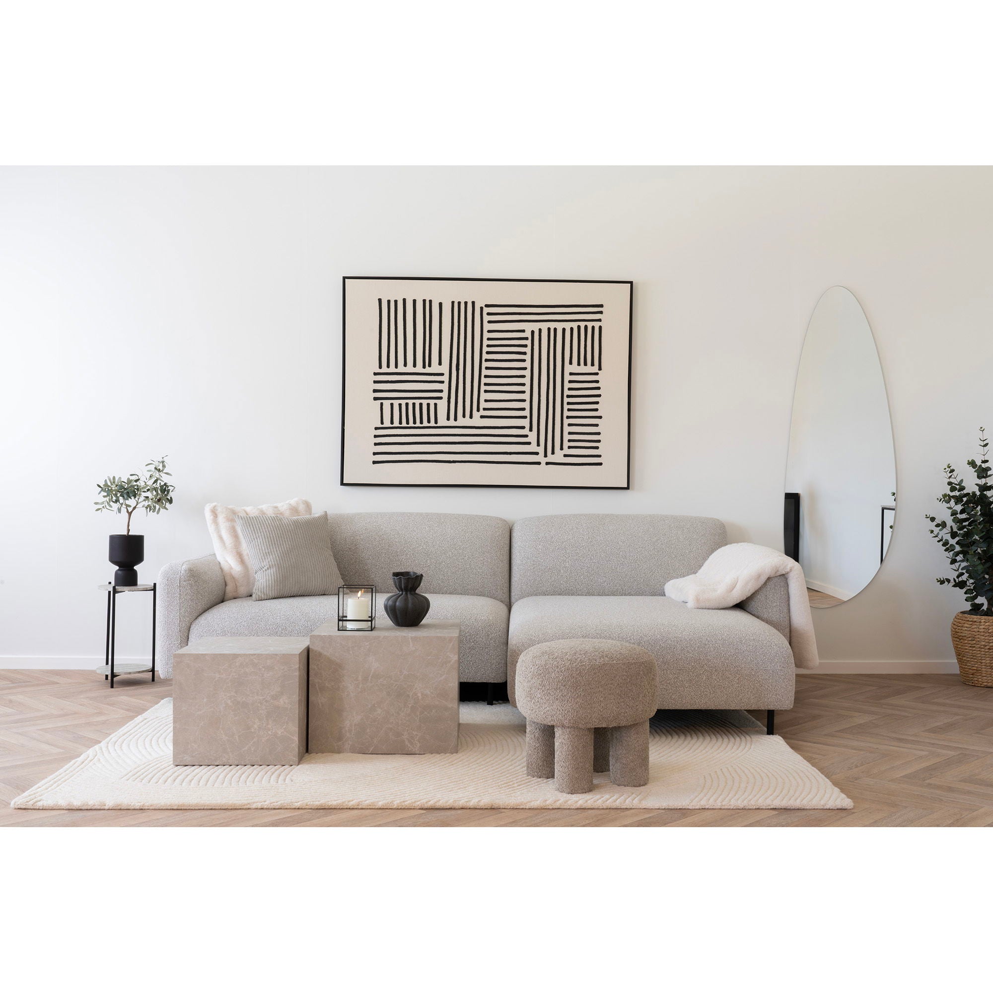 Eira 160x230 cm Wollteppich – Elfenbein