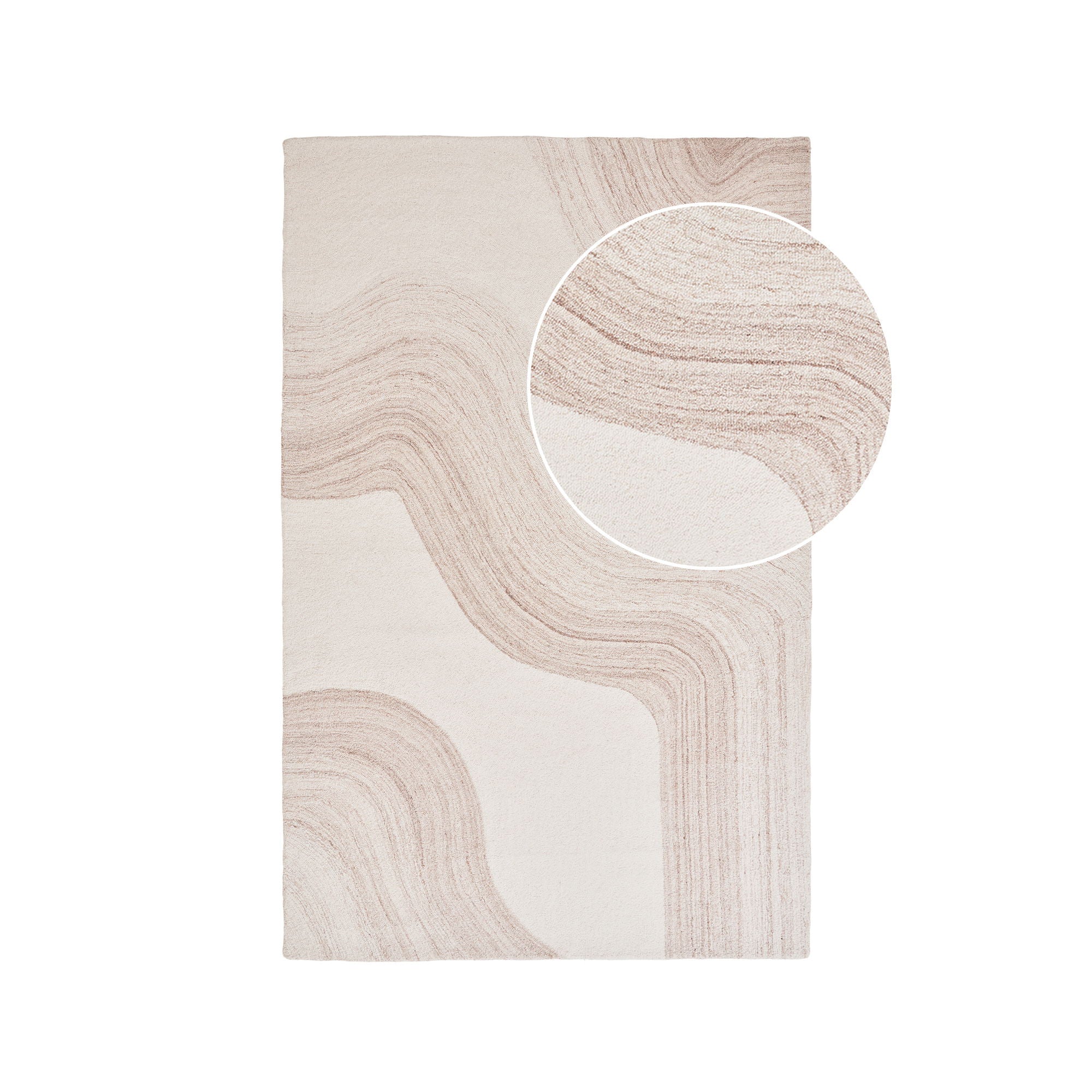 Aila 160x230cm Wollteppich – Hellbraun & Elfenbein