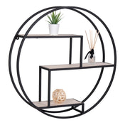 Rotterdam Wall Shelf - Wall shelf, wood shelves, black frame ø62x14 cm