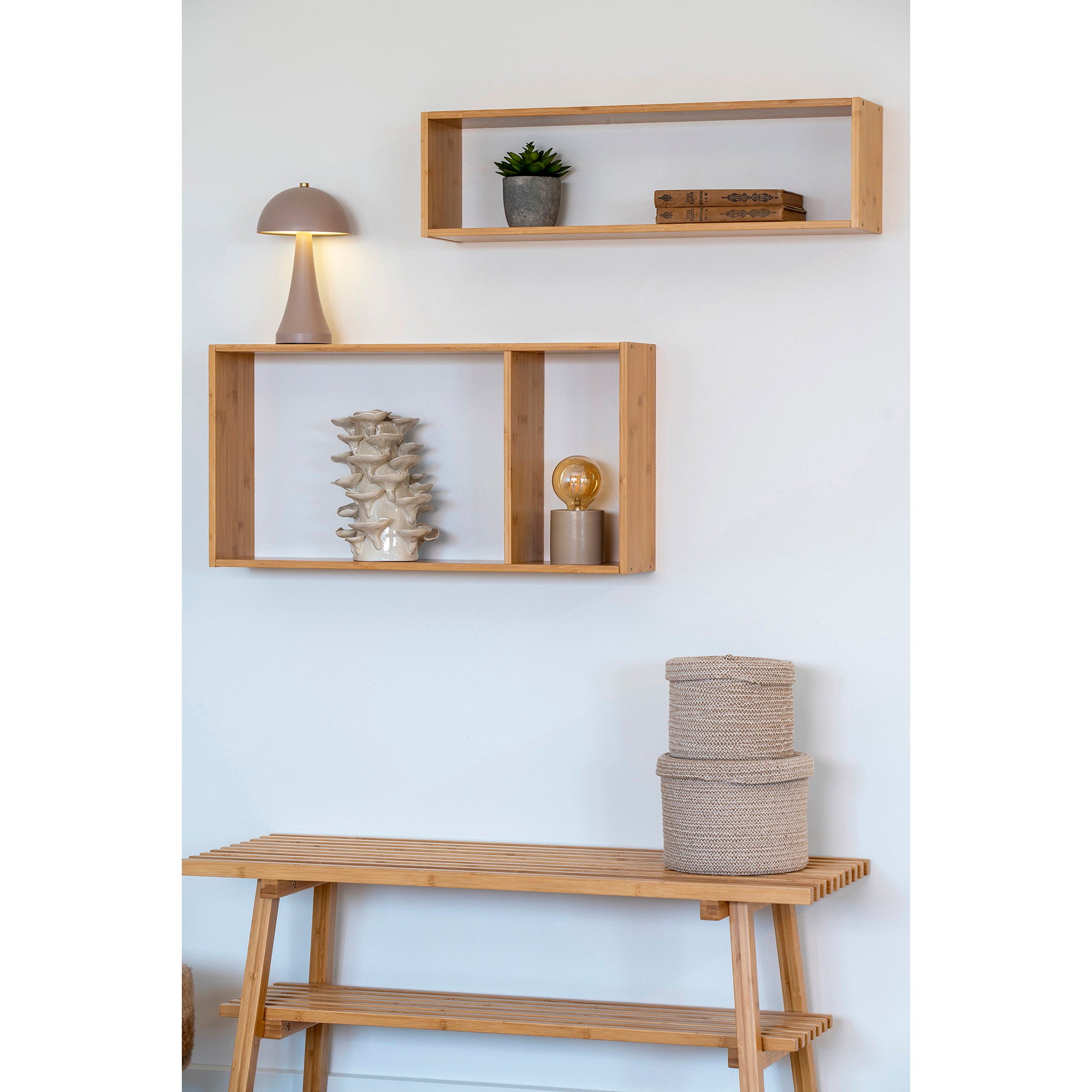 Ember Wall Shelf - Wall shelf, bamboo, natural 70x15x35,5 cm