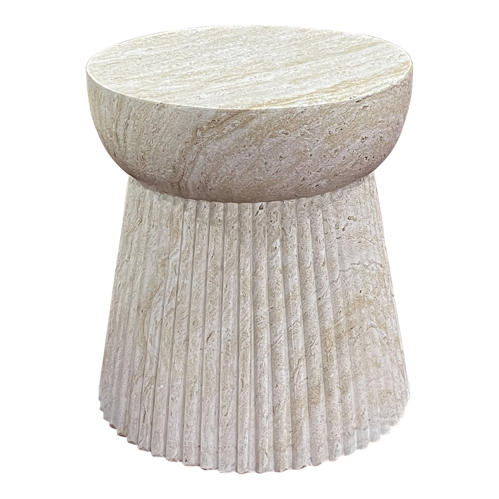 Bonn Side Table - Side table, fiberclay  with fluted structure, natural ø37x43 cm