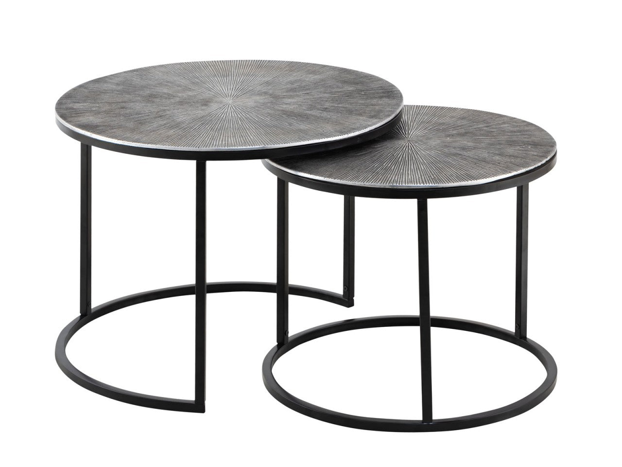 Calvera silbernes Aluminium-Beistelltisch-Set