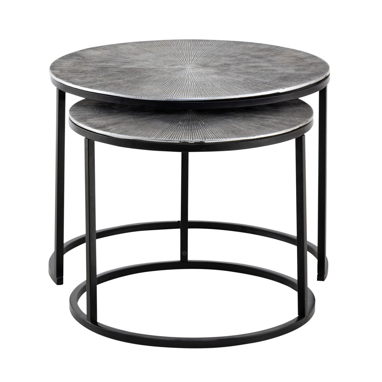 Calvera silbernes Aluminium-Beistelltisch-Set